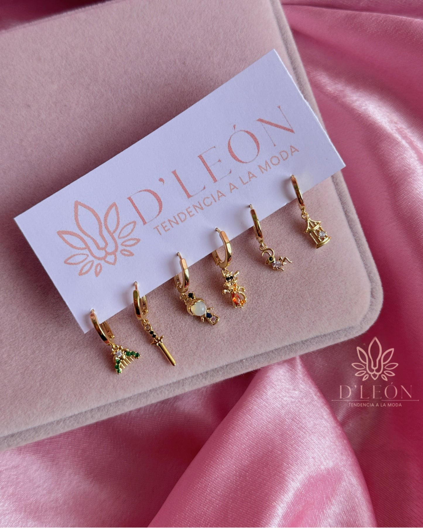 Aretes princesas set 6 piezas