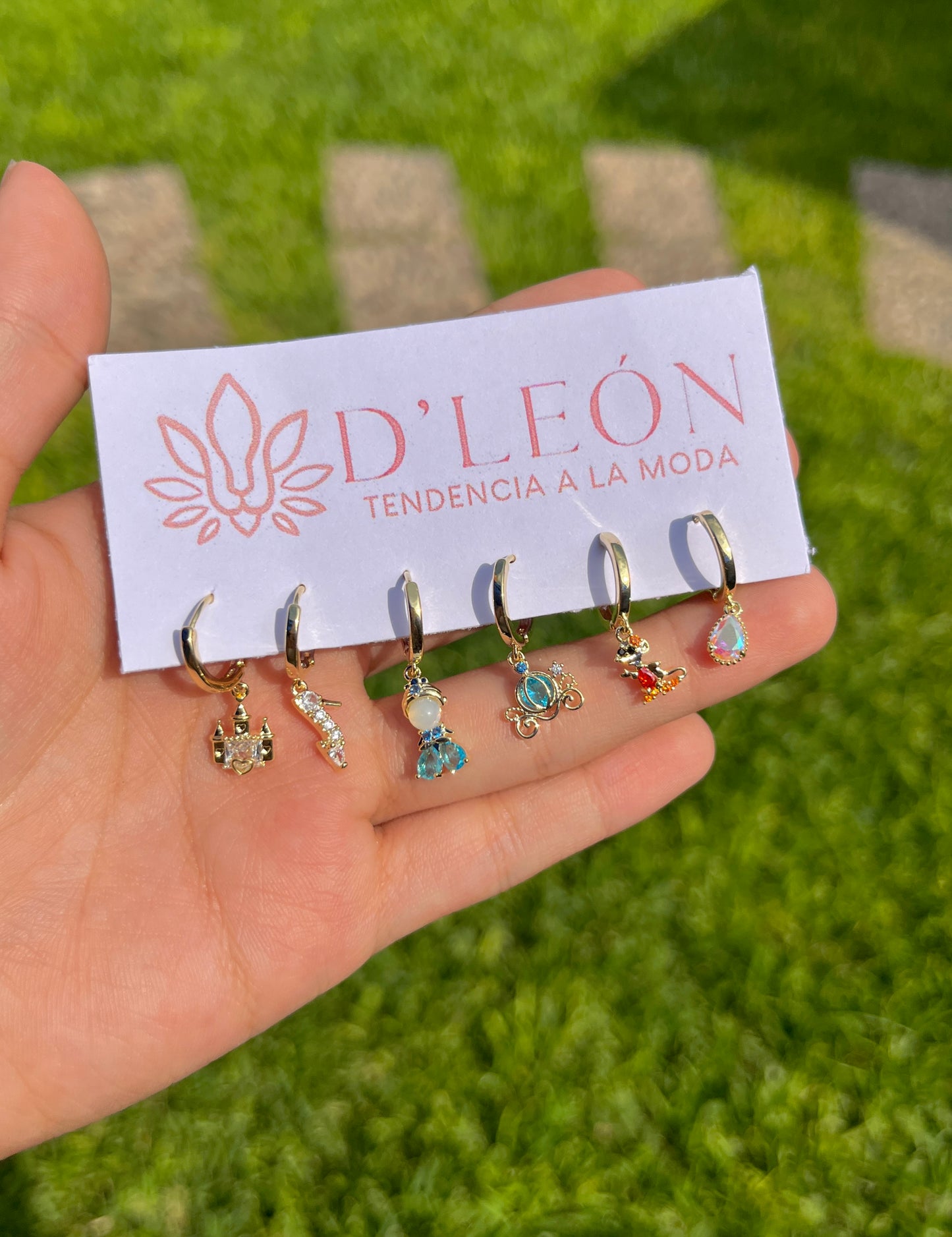 Aretes princesas set 6 piezas