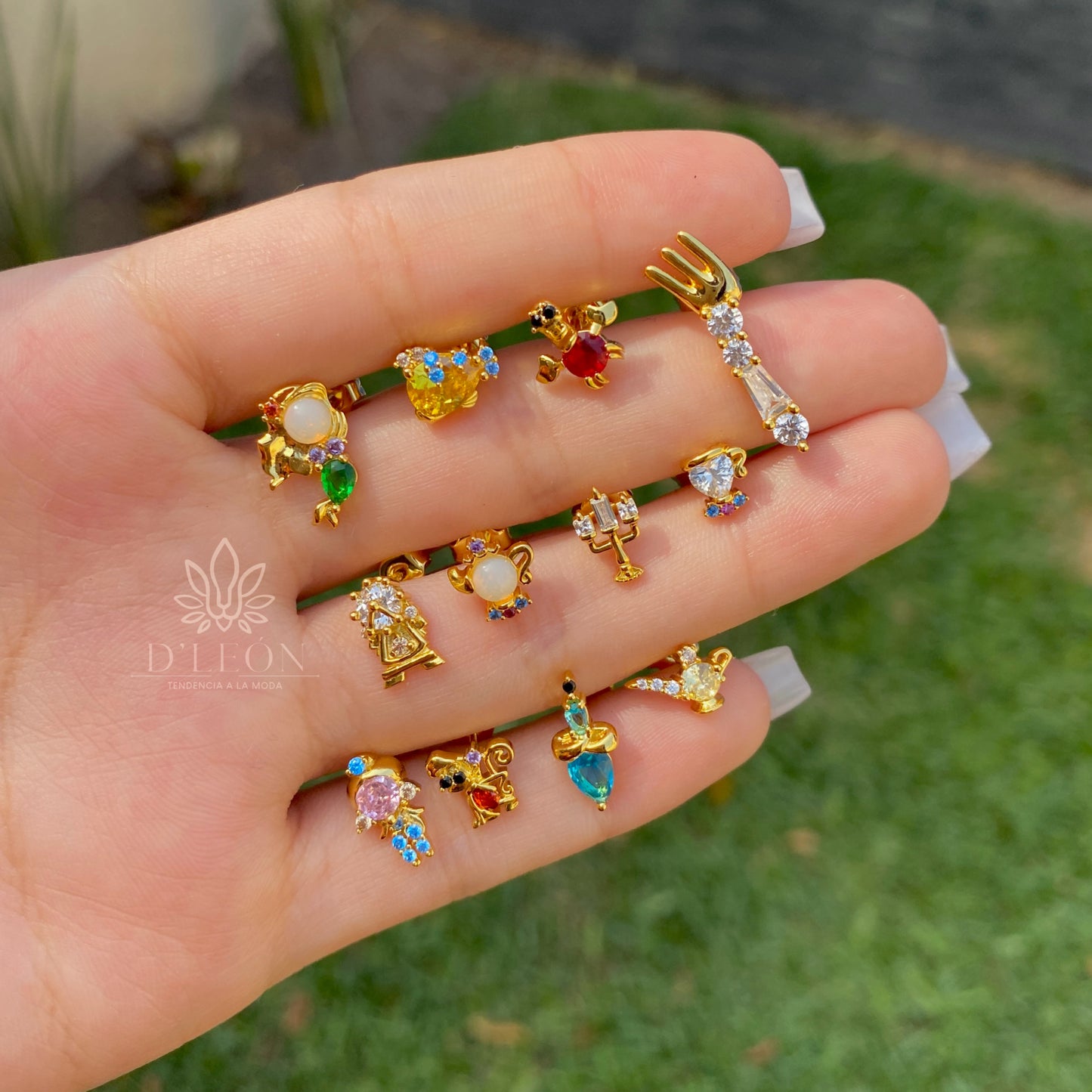 Aretes Princesas set de 4 piezas