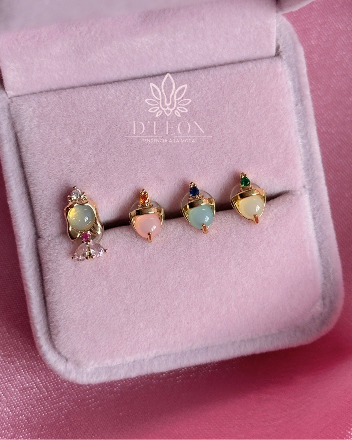 Aretes Princesas set de 4 piezas