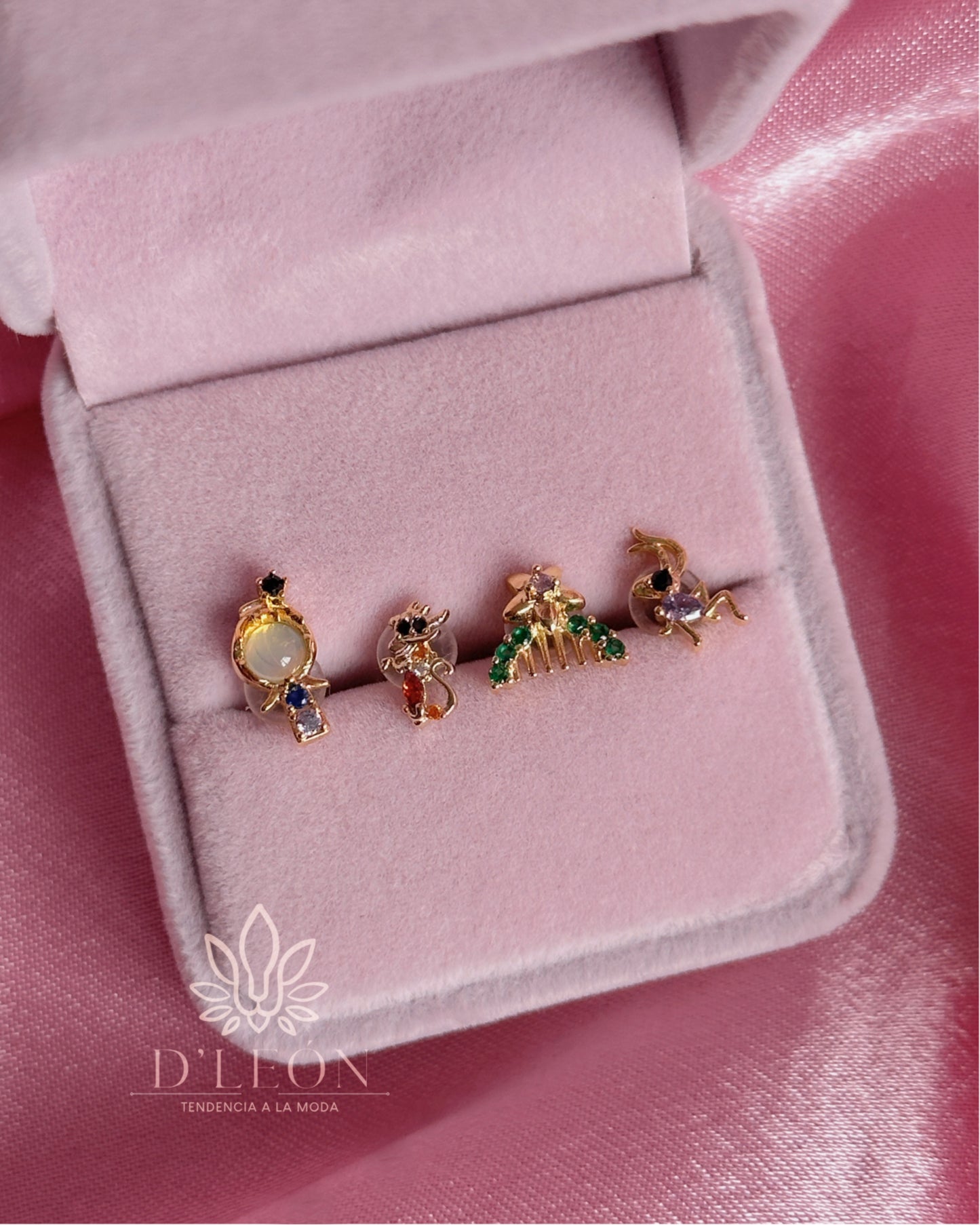 Aretes Princesas set de 4 piezas