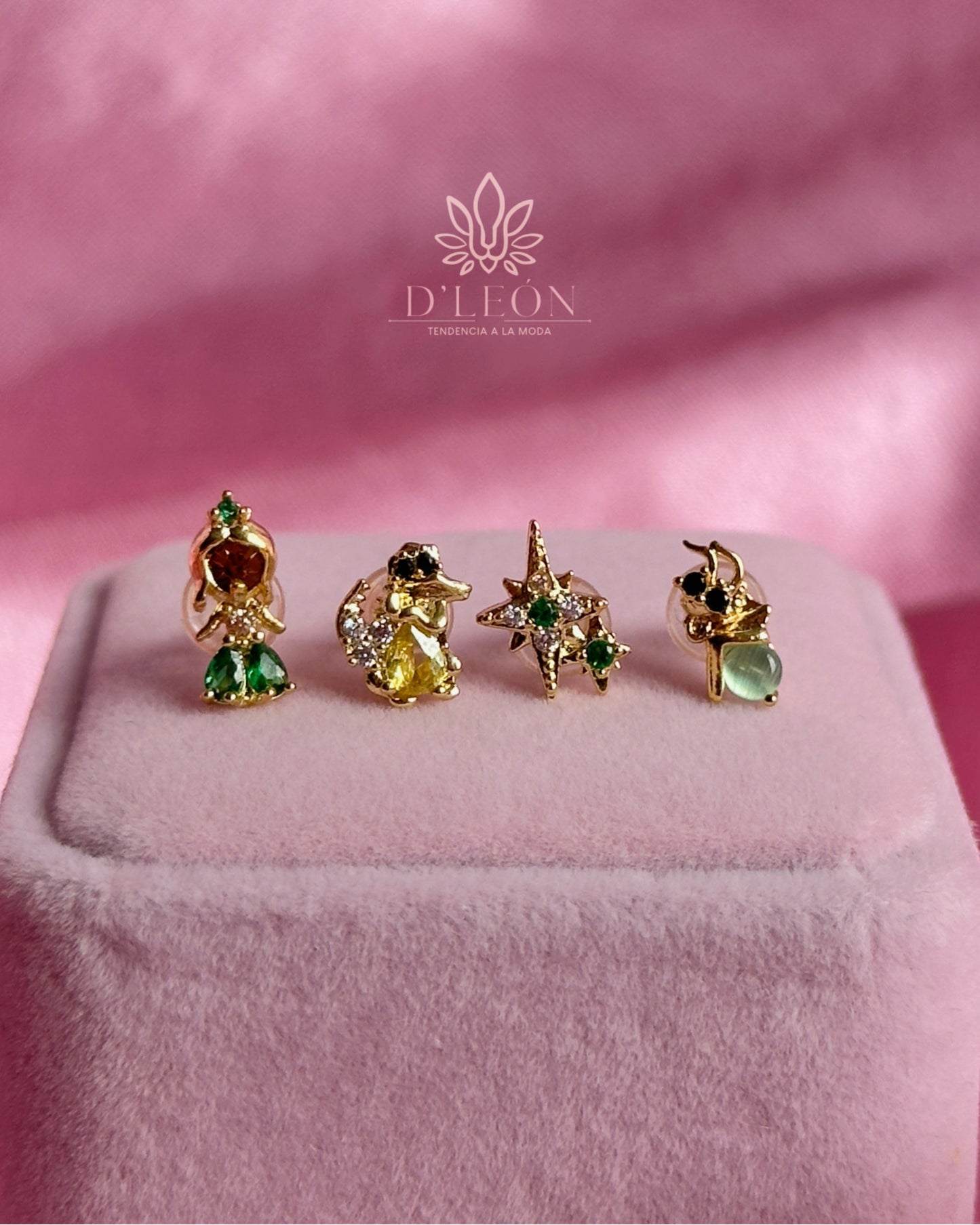 Aretes Princesas set de 4 piezas
