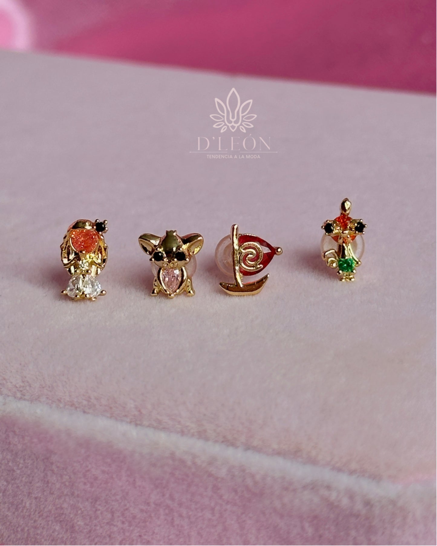 Aretes Princesas set de 4 piezas
