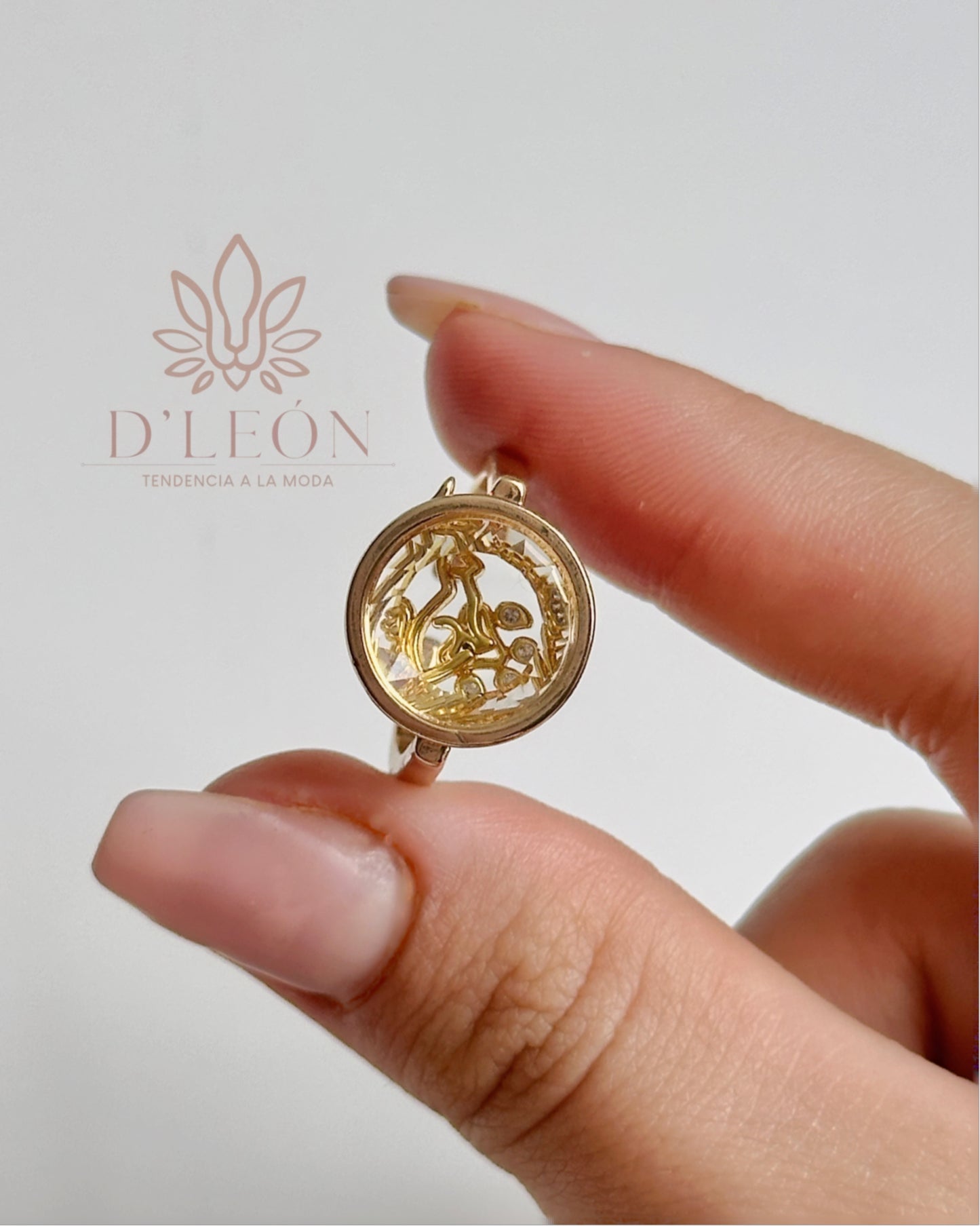 Anillo caja de cristal + 2 charms