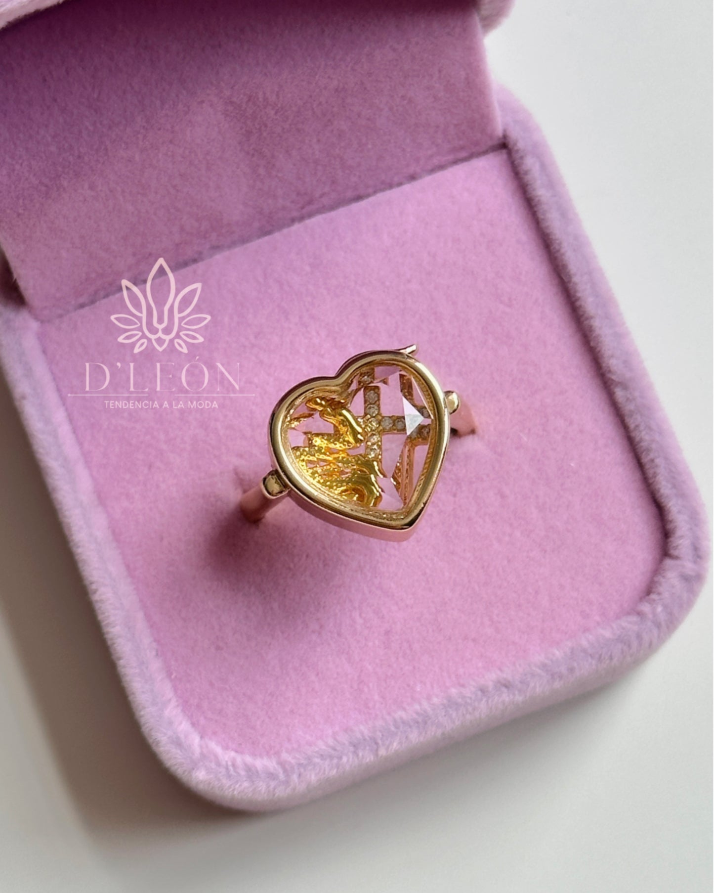 Anillo caja de cristal + 2 charms
